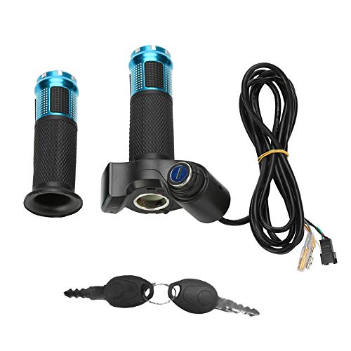 E-Bike Gasgriff Lenker, Gashebel E Scooter Griffe Lenkergriffe mit LED Anzeige und Power Key Locker Accelerator(Blau) von VGEBY1