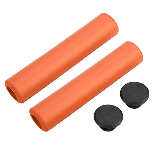 VGEBY1 Fahrradlenkergriffe, Fahrradgriffhülse Anti-Skid Fahrradgriff mit Endstopfen (Orange) von VGEBY1