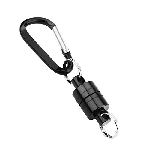 Magnete Schlüsselanhänger, Alulegierung Verbindungsknopf mit Karabiner für Außen Sport Aktivitäten wie Angeln Kescher(Schwarz) von VGEBY1
