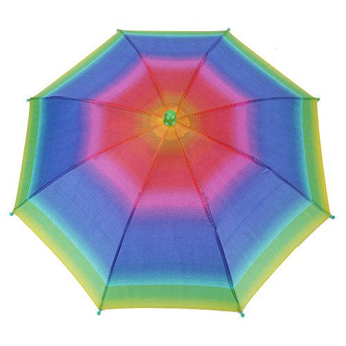 Regenschirm Hut, Faltbarer Kopf Sonnenschirm Outdoor Regenschirm Kopfschirm Als Hut für Outdoor-Aktivitäten Golf Angeln Camping(Regenbogen) von VGEBY1