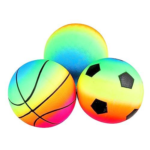 VICASKY 3 Stück Aufblasbarer Spielzeugball Zum Spielen Von Handball Für Den Strand Flatternder PVC Kickball Flatternder Kickball Regenbogenfarben Ball Bounce Spielball von VICASKY