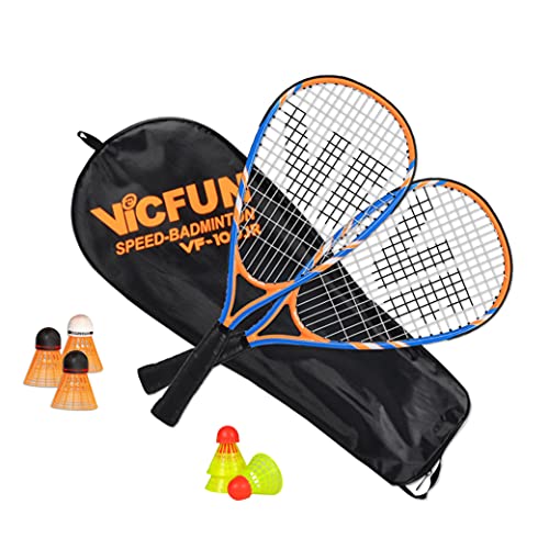 VICFUN Speed-Badminton 100 Set Junior Premium - 2 Badmintonschläger, 3 Bälle und eine hochwertige Badmintontasche von VICFUN