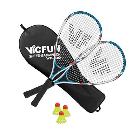 VICTOR Speed-Badminton 100 Set - 2 Badmintonschläger, 3 Bälle und eine hochwertige Badmintontasche weiß von VICFUN