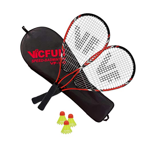VICTOR Speed-Badminton 100 Set - 2 Badmintonschläger, 3 Bälle und eine hochwertige Badmintontasche rot von VICFUN