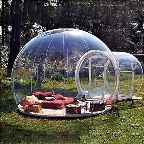 Aufblasbares Blasenzelt für drinnen und draußen, aufblasbares Blasen-Campingzelt mit Einzeltunnel, tragbares transparentes Zelt, Pavillon, Gewächshaus mit Gebläse für Pa von VICIYOO