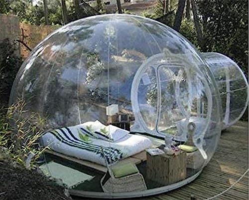 Blasenkuppelzelt, transparentes PVC-Zelt, aufblasbares Blasenzelthaus, geodätisches Kuppel-Hinterhofzelt mit Sonnenschutz und Luftgebläse, Campinghaus-Unterschlupf von VICIYOO