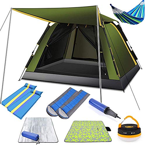 Campingzelt Familienzelt Pop Up Dome Instant Familienzelt mit Markise und Matte Wind- und Wärmeschutz zum Angeln Camping Wandern Outdoor Zelt, Metall, Zelt C, 220X210X14 von VICIYOO