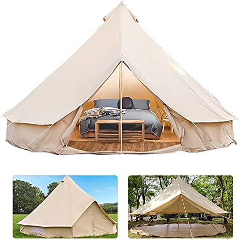 Canvas-Zelt mit Herdloch, Baumwoll-Canvas-Zelte, Jurtenzelt für Camping, 4-Jahreszeiten-wasserdichtes Zelt für Familiencamping, Outdoor-Glamping, Luxus-Tipi von VICIYOO
