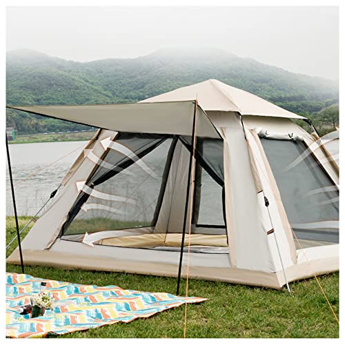 Pop-Up-Zelt für 4 Personen, wasserdicht, Doppeltüren und Vier Fenster, Familien-Campingzelt, leichtes und stabiles Familienzelt zum Wandern, Rucksackreisen, hoffnungsvoll von VICIYOO