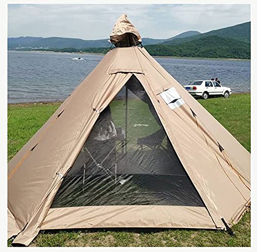 Pyramidenzelt, Outdoor-Campingzelt mit Kaminöffnung, Indianerzelt, resistent gegen Starke Winde und Regenstürme, großes Jurten-Camp-Zelt für Erwachsene, für 2–4 Personen von VICIYOO