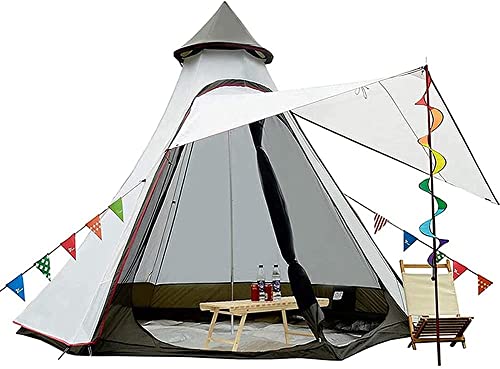 Wasserdichtes Camping-Pyramiden-Tipi-Zelt, Erwachsenenzelt, wasserdichtes Doppelschichtzelt, Jurtenzelt, Turmpfosten-Glockenzelt für einen Familienausflug im Freien, schö von VICIYOO