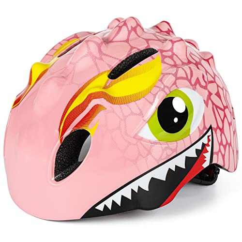 VICTGOAL Fahrradhelm Kinder zu Radsport Niedliche Cartoon 3D Gestaltet Kinderhelm für Fahrrad Skateboard Rollschuh für Jungen und Mädchen Verstellbare Größe (Rosa, S (50-54 cm)) von Victgoal