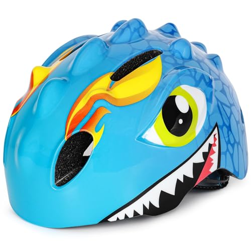 VICTGOAL Fahrradhelm Kinder zu Radsport Niedliche Cartoon 3D Gestaltet Kinderhelm für Fahrrad Skateboard Rollschuh für Jungen und Mädchen Verstellbare Größe (S (50-54 cm), Blau) von Victgoal