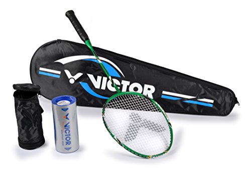 VICTOR Badminton Set, 1x VICTEC Rap/Racketbag / 3X Nylonball, Grün/Schwarz/Weiß von VICTOR