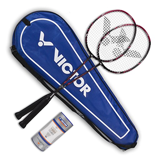 VICTOR Badmintonset Ultramate 8 - 2 x Ultramate 8 Badmintonschläger, 3 x Nylonshuttle 1000, 1 x Thermobag von VICTOR