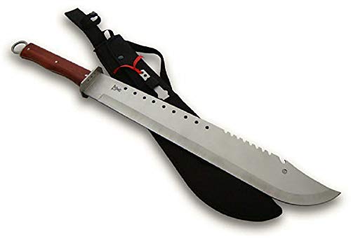 VIKING GEAR® große Machete 700 mm + Wurfmesser mit Nylontasche - Survival Outdoor - Throwing Knife - Zombie Knifes - Hunter - langes Messer Silber, schwarz von VIKING GEAR