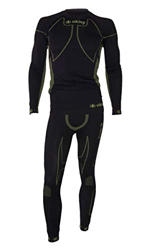 VIKING Nevil Set Herren Funktionsunterwäsche Atmungsaktiv Skiunterwäsche +Shorts - schwarz-grün, L von VIKING