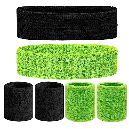 VIKY® 6 Stück Schweissband Handgelenk Schweissband Kopf Set, Fitness Schweißbänder Handgelenk, Absorbierende Schweißband Kinder Arm, Baumwoll Schweißband Stirn für Fußball, Basketball und Tennis Sport von VIKY