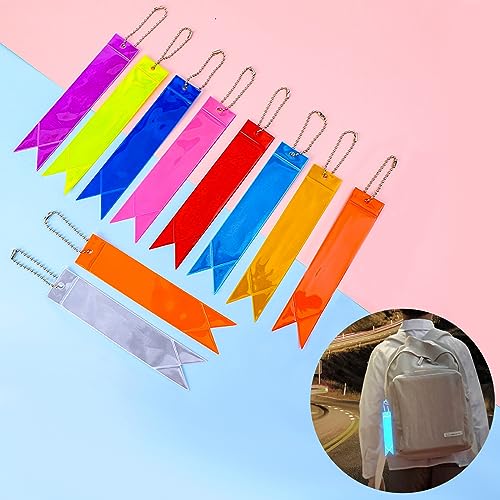 VIKY® Reflektoren Anhänger Kinder, 10 Stück Reflektor Anhänger Kinder Erwachsene, Schlüsselanhänger Kinder Reflektor Schulranzen, Streifen Kunststoff Sicherheits Reflektoren Fahrrad, Rucksack, Laufen von VIKY