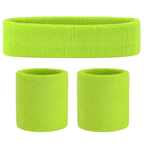 VIKY® Schweissband Handgelenk Schweissband Kopf Set,Fitness Schweißbänder Handgelenk,Absorbierende Schweißband Kinder Arm,Baumwoll Schweißband Stirn für Fußball, Basketball und Tennis Sport von VIKY