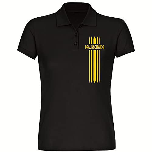 VIMAVERTRIEB® Damen Poloshirt Australien - Herzschlag - Druck: gelb - Frauen Polo Shirt Fußball Fanartikel Fanshop - Größe: L schwarz-1 von VIMAVERTRIEB