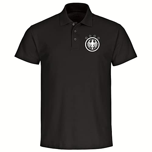 VIMAVERTRIEB® Herren Poloshirt Deutschland - Adler Retro - Druck: weiß - Männer Polo Shirt Fanartikel - Größe: XL schwarz von VIMAVERTRIEB
