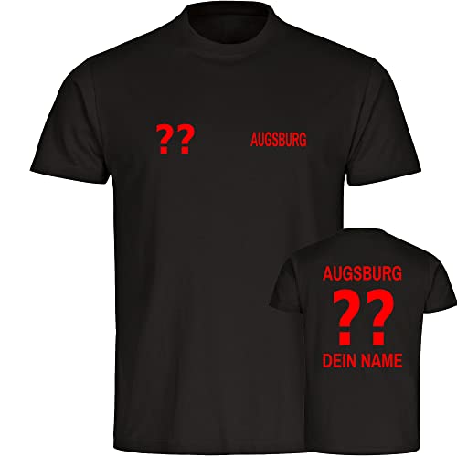 VIMAVERTRIEB® Herren T-Shirt Augsburg - Trikot mit Deinem Namen und Nummer - Druck: rot - Männer Shirt Fußball Fanartikel Fanshop - Größe: L schwarz von VIMAVERTRIEB