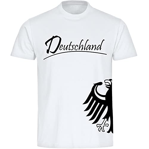 VIMAVERTRIEB® Herren T-Shirt Deutschland - Adler seitlich - Druck: schwarz - Männer Shirt Fanartikel - Größe: 5XL weiß von VIMAVERTRIEB