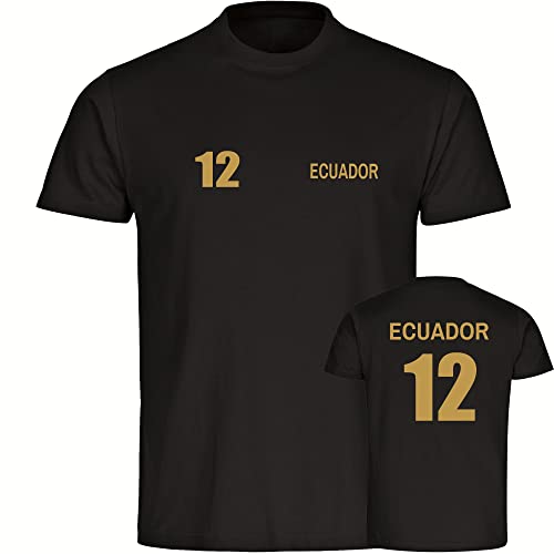 VIMAVERTRIEB® Herren T-Shirt Ecuador - Trikot 12 - Druck: Gold metallik - Männer Shirt Fußball Fanartikel Fanshop - Größe: XL schwarz von VIMAVERTRIEB