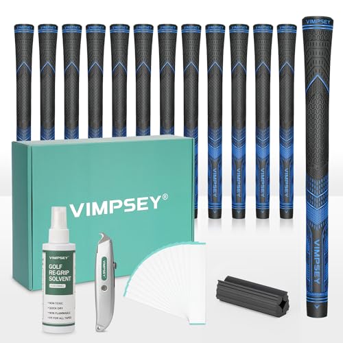 VIMPSEY Gummi-Golfgriffe, Set mit 13 Griffen mit vollständigem Regriping-Kit, hohes Feedback, rutschfest, fortschrittliche Texturkontrolle, Optionen von 4 Farben, Standard/mittlere Größe, von VIMPSEY
