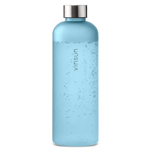 VINSUN Trinkflasche 1,5L blau - wiederverwendbar, Kohlensäure geeignet, BPA frei, Tritan - Leichte Wasser Flasche für Sport, Outdoor, Schule, Uni, Fahrrad, Büro, Gym von VINSUN