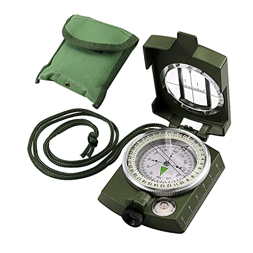 VINTEAM Militär Marschkompass Kompass Taschenkompass Professioneller Peilkompass Compass Wasserdicht mit Klinometer Tragschlaufe Tasche für Jagd Wandern Camping und Aktivitäten im Freien von VINTEAM