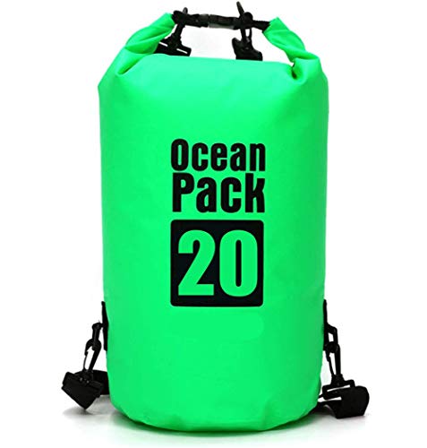VIONNPPT Wasserfeste Ocean Pack Trockensack, Dry Bag wasserdichte Packsack/Trockentasche, Verstellbarer Schultergurt Inklusive, Geeignet für Boot Rafting Schwimmen Wassersport (Grün, 20L) von VIONNPPT