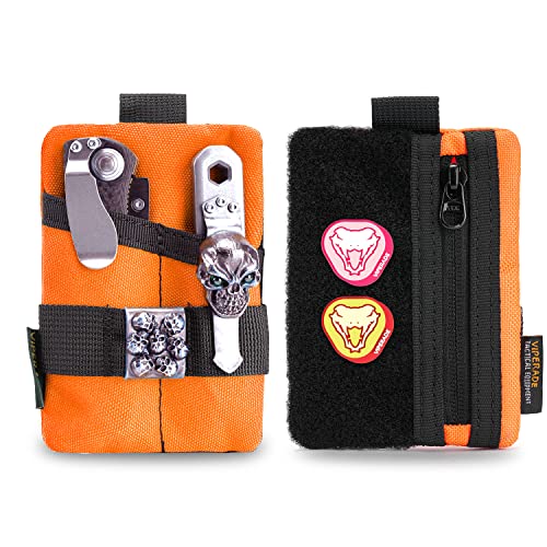 VIPERADE VE15 Mini EDC Pouch,Kleiner EDC Organizer Tasche mit 3 Taschen,Mini EDC Werkzeugtasche mit Klettverschlussbereich,Mini EDC Tasche Kleiner Multitool Organizer Rucksack-Zusatztasche -Orange von VIPERADE