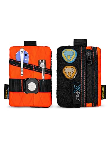 VIPERADE VE15 X-Pac Mini EDC Pouch,Kleiner EDC Organizer Tasche mit 3 Taschen,Mini EDC Werkzeugtasche mit Klettverschlussbereich,Mini EDC Tasche Kleiner Multitool Organizer-Orange von VIPERADE