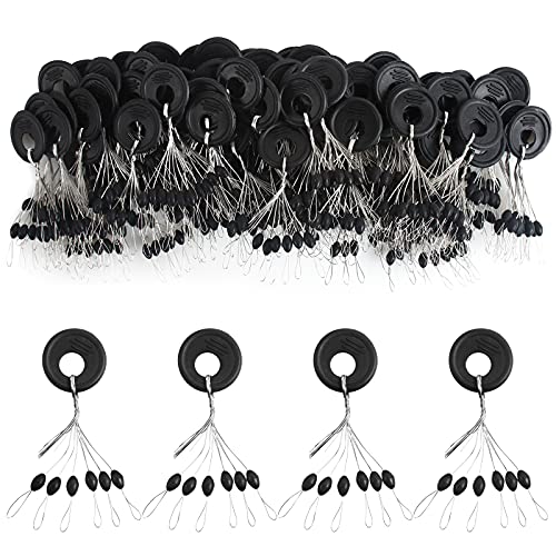 VIPMOON 600 Gummi Angeln Bobber Stopper, Gummistopper Schnurstopper Angeln, 6 in 1Gummiperlen Posen Angeln, Schwarz, 3 Größen Verfügbar (Oval, XS) von VIPMOON