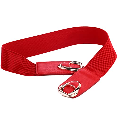 VIROYA Damen Gürtel Elastischer Taillengürtel for Damen Cinch Trimmer Stretchbund 4,0 cm breit Designer (Color : Rot, Size : 65cm(68cm to 100cm)) von VIROYA
