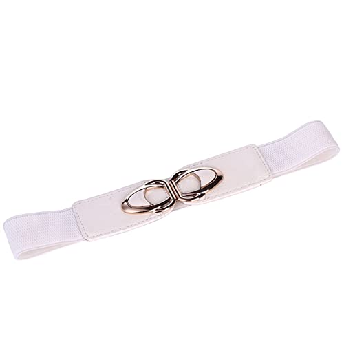 VIROYA Damen Gürtel Elastischer Taillengürtel for Damen Cinch Trimmer Stretchbund 4,0 cm breit Designer (Color : Weiß, Size : 65cm(68cm to 100cm)) von VIROYA