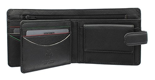 VISCONTI Augusta-Kollektion SAWGRASS Brieftasche, Leder, zweifache Faltung mit RFID-Schutz AG17 Schwarz von VISCONTI