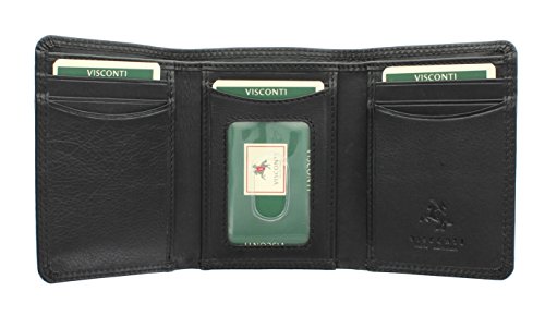 VISCONTI Heritage-Kollektion Compton Leder Brieftasche, dreifach gefaltet mit RFID-Schutz HT18 Schwarz von VISCONTI