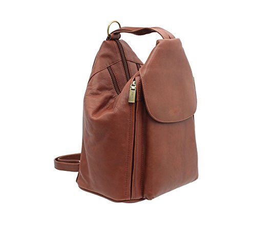 VISCONTI - Damen Leder Rucksackhandtasche - Rucksack Mittelgroß - Backpack mit Verstellbare Schultergurte - DANII - 18357 - Braun von VISCONTI