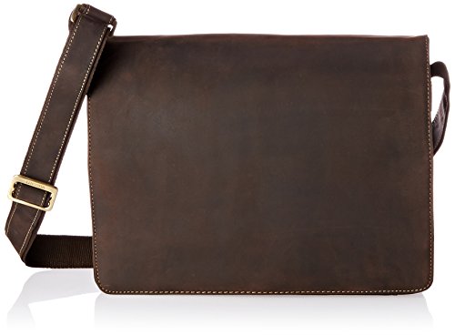 Visconti Leather Distressed Messenger Bag Harvard Collection, Mocha, One Size von VISCONTI