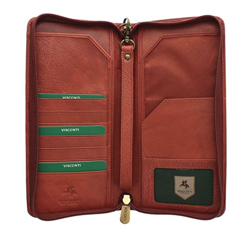 Visconti Leder Dokumententasche Reisebrieftasche, umlaufender Reißverschluss, Trageschlaufe mit RFID-Schutz 1157 Braun von VISCONTI
