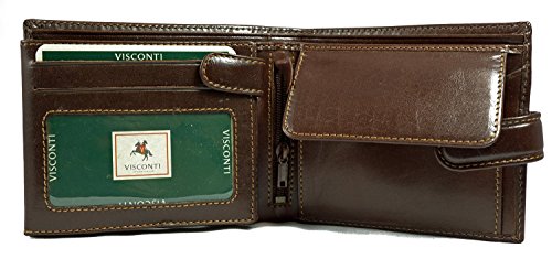 Visconti Monza Geldbörse aus weichem Leder mit 5 Quad-Fächern, Braun von VISCONTI