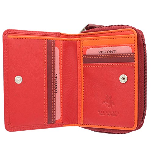 Visconti Rainbow-Kollektion Damenbörse, Leder mit RFID-Schutz RB53 Rot Multi von VISCONTI