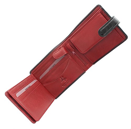 Visconti Torino Kollektion Atlantis Brieftasche, pflanzlich gegerbtes Leder, doppelt gefaltet mit RFID-Schutz TR35 Schwarz/Rot von VISCONTI