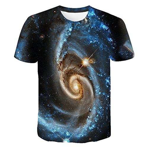 VISIONO 3D-Gedrucktes T-Shirt,Persönlichkeitsdruck 3D-T-Shirt Mode-Fantasie-Milchstraße Swirl-Muster Rundhals-T-Shirt Kreative Sommer-Kurzarm Geeignet Für Fitness-Casual-Run,XL von VISIONO