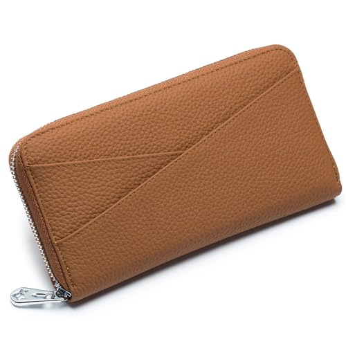 Damen Geldbörse Lange Brieftasche aus japanischem Leder for Damen, großes Fassungsvermögen, RFID-Organ-Kartentasche aus Leder, Clutch Geldbörse mit Großem Fassungsvermögen ( Color : Brown , Size : 20x von VKEID