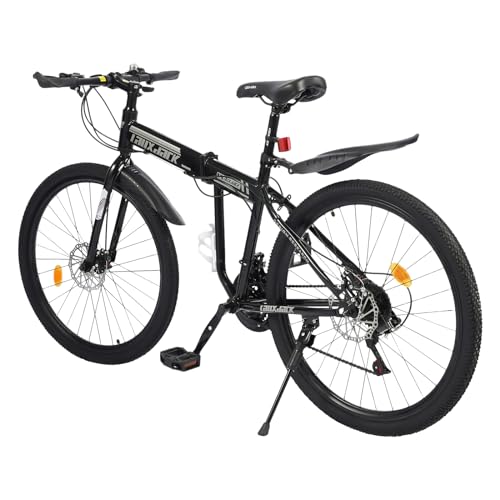 VKROOD 26 Zoll Mountainbike, 21 Gang-Schaltung Kinderfahrrad mit Vollfederung & Scheibenbremsen, Fahrrad für Mädchen, Jungen, Herren & Damen (Schwarz Rot) von VKROOD