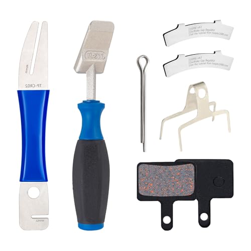 VLBPCR 7-teiliges Set Fahrrad Scheibenbremsen Reparatur Werkzeug Kit Bike Disc Alignment Tool Includes Rotor Truing Fork, Rotor Adjustment Tool, Disc Brake Gap Regulator & Brake Pads for Mountain Road von VLBPCR